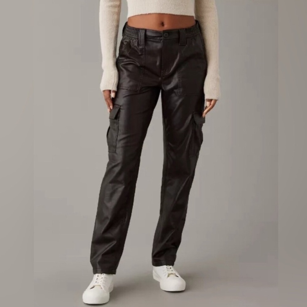 AE - Faux Leather Cargo Pants